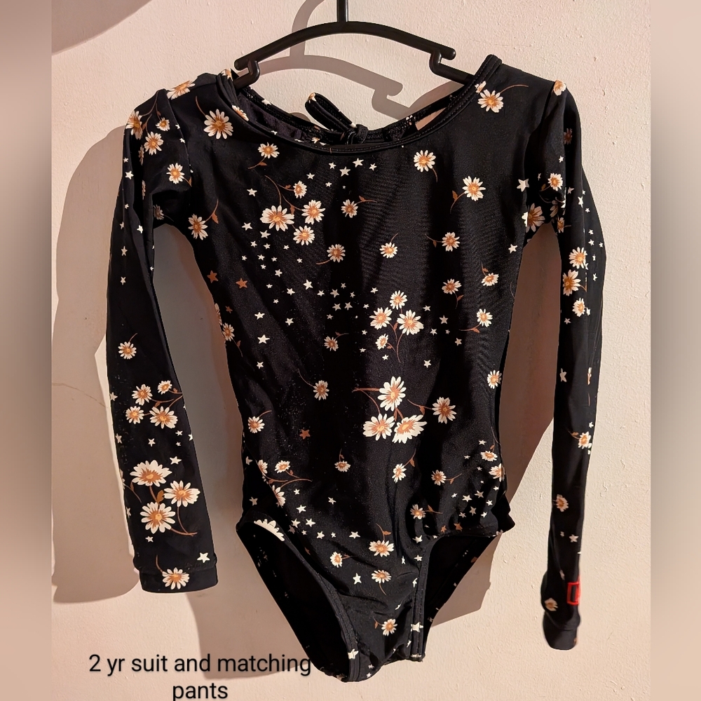 Floral Black Long Sleeve Leotard